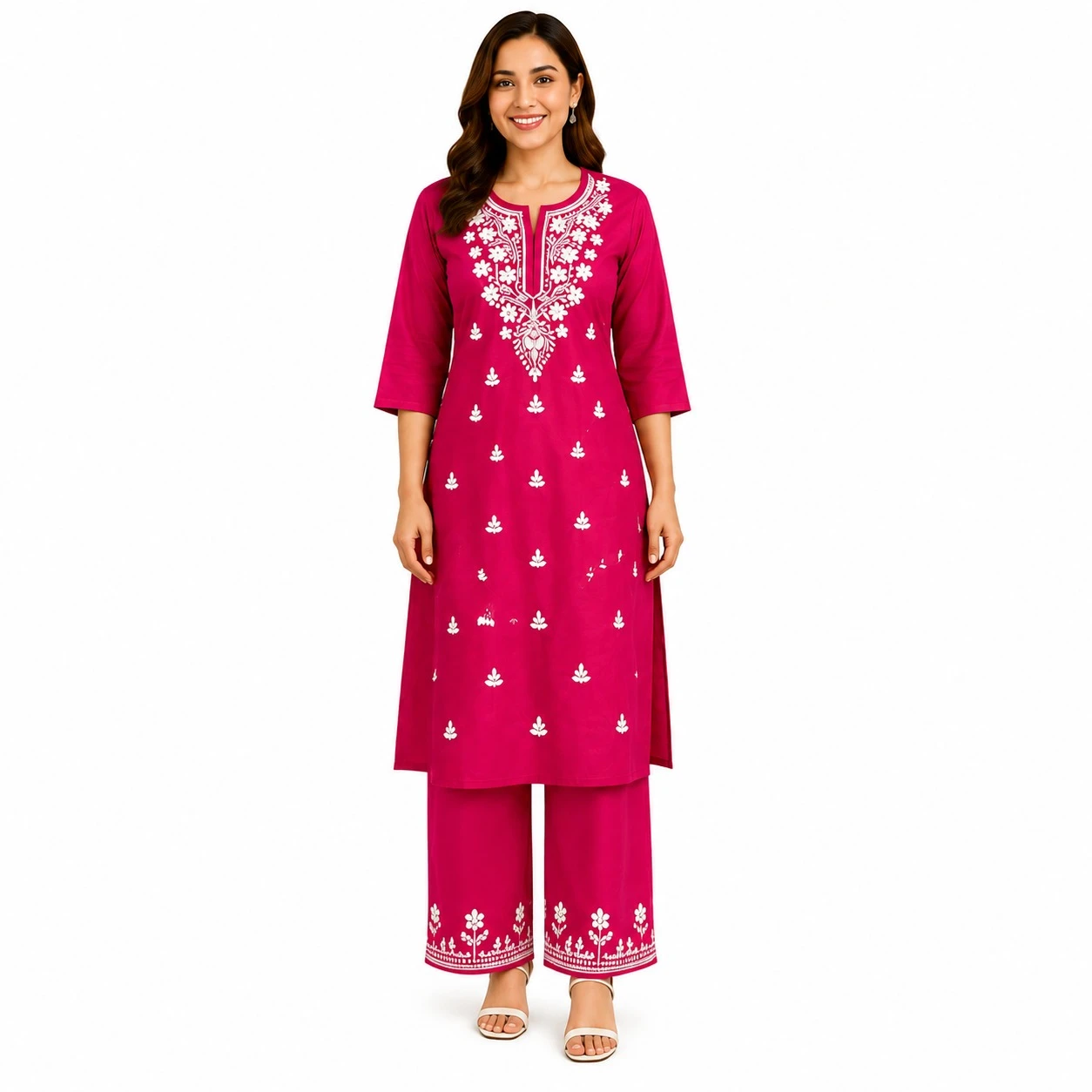 Pansho Omkara 2 Pcs Co-ord set with heavy embroidery - Crimson Red