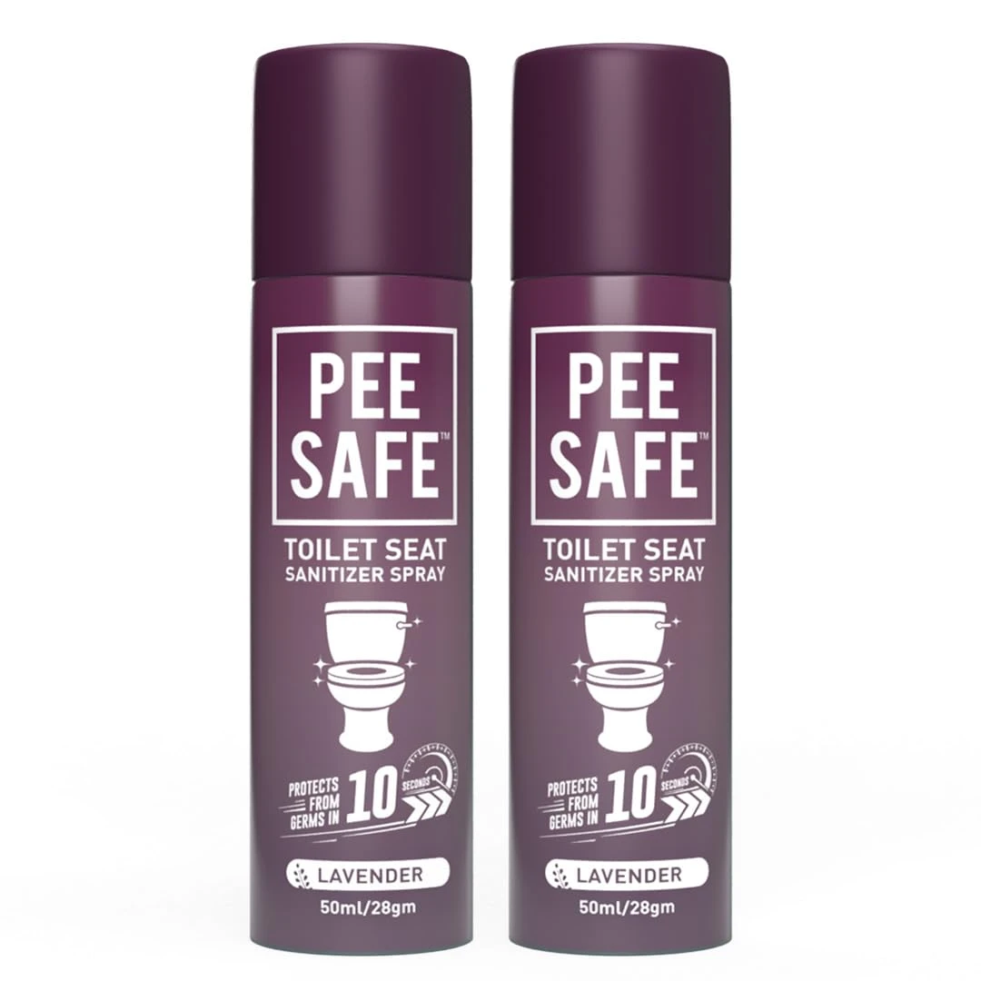 Pee Safe Toilet Seat Sanitizer | Lavender 50ml - Pack of 2 Reduces The Risk Of UTI & Other Infections, Protects From 99.9% Germs in 10 Seconds, Travel Friendly, Anti Odour