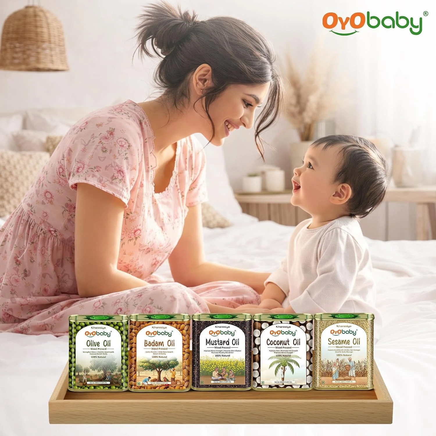 OYO Baby Wood Pressed Coconut Oil for Baby Hair Oil, Massage & Skin Care | 100% Natural & Pure Baby Oil for Newborns | 100ml