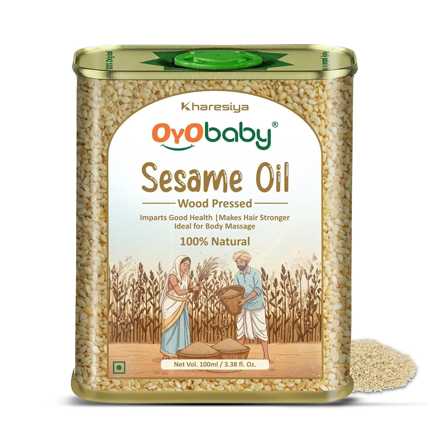 OYO BABY 100% Natural Baby Oil for New Born | Wood Pressed Sesame Oil - Massage, Skin & Baby Hair Oil - 100ml