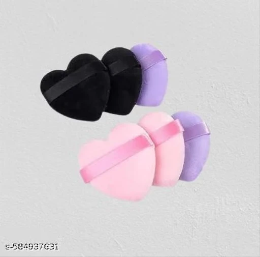 Sunaina Makeup Blending Puffs, Face Powder Puffs Cotton Heart Love Shape Puff, Makeup Tool Beauty Sponges Blender Puff (Heart Shape Puff- 6 Pcs) B1
