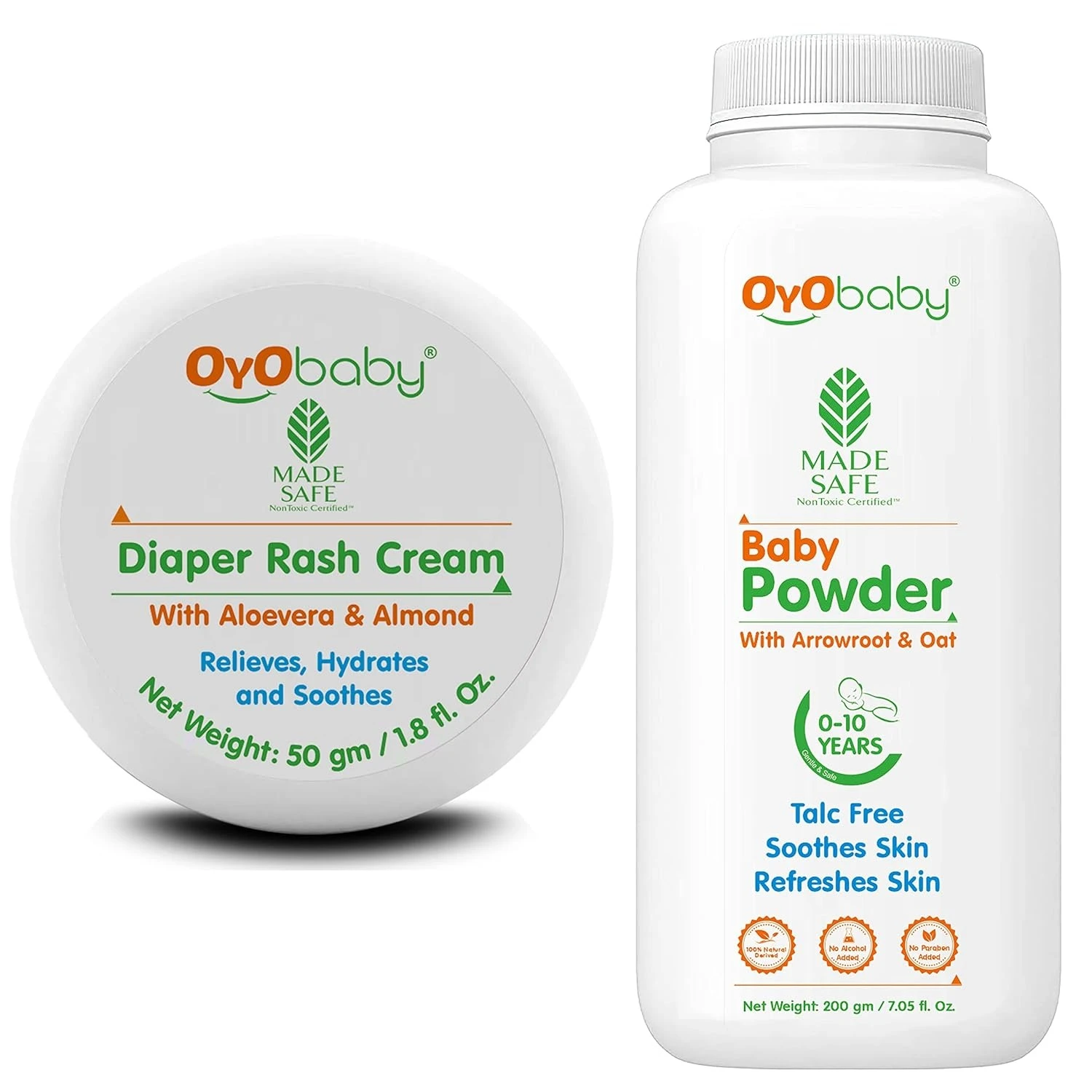OYO BABY Kids Combo Set BABY Talc Free Baby Powder & BABY Diaper Rash Cream Pack Of 1