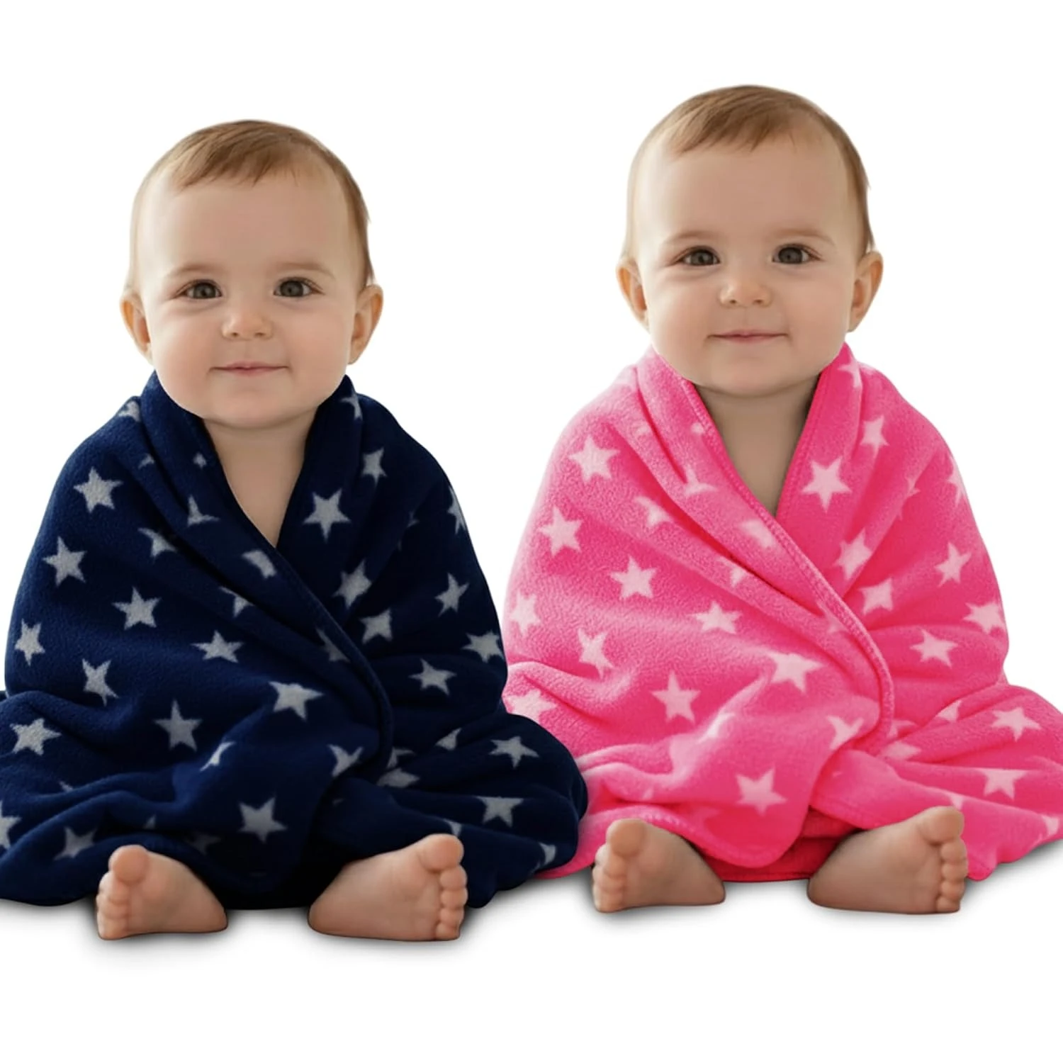OYO BABY Blanket for Kids - Pack of 2 | Baby Blanket for 0-2 Years | All Season Flannel Swaddle Sleeping Bag | Baby Gift | New Born Baby Essentials | Dark Blue & Pink