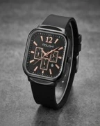 TIFA Stylish Men & Boys Black "SPORT" Printed Silicone Strap Blue Dial Analog Quartz Watch