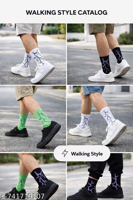 ORRIVO Men’s Trendy Printed Crew Socks for Walking and Casual Wear | Breathable Stretchable Comfortable Cotton Blend Fashion Sports Socks for Men and Boys Daily Stylish Streetwear Collection Multipack Pack of 10