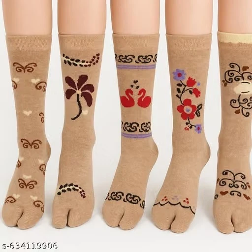 Orrivo Women Winter Warm Socks | Soft Woolen Feel | Knee Length | Stylish Printed Socks (Pack of 3)