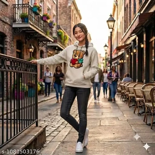 Taddy Bear Beige Hoody For Women