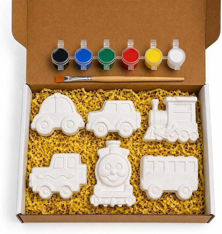 Paint Your Own Plaster • Vehicle (Box) • 5 Figures • Colour • Brush