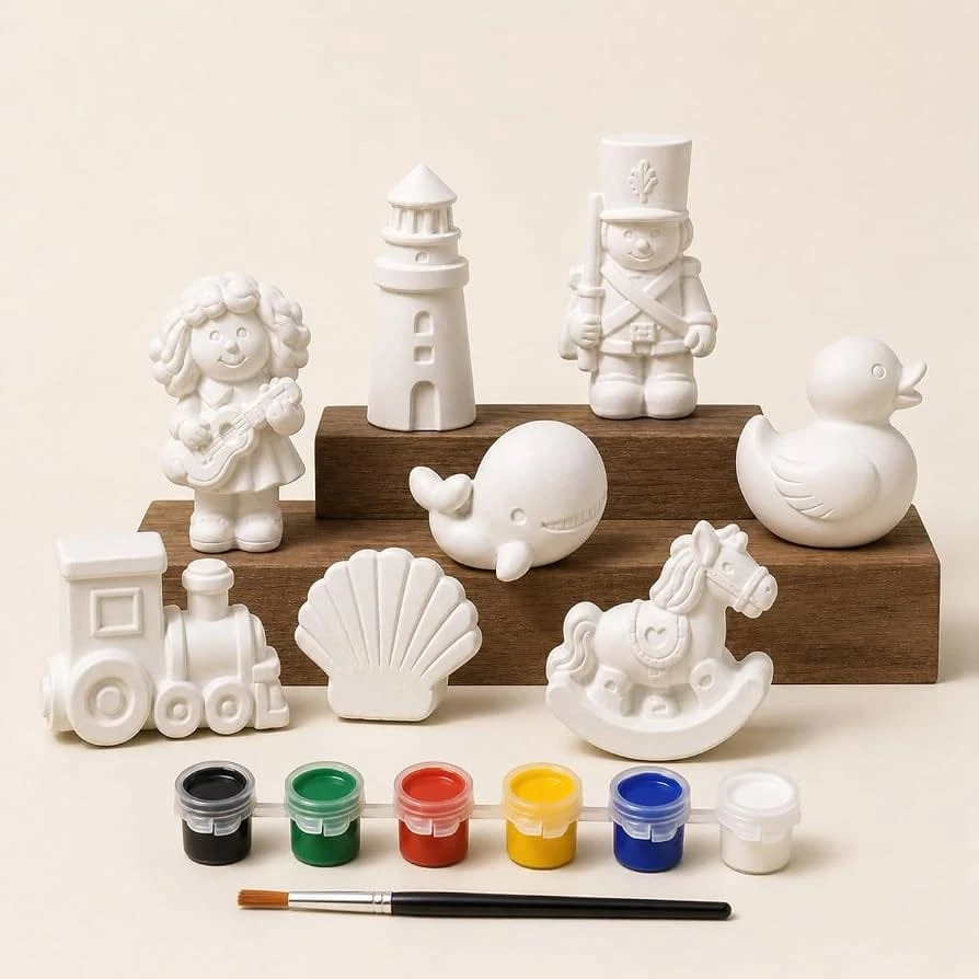 Paint Your Own Plaster Kit • Fairy Tale • 5 Figures • Colour • Brush