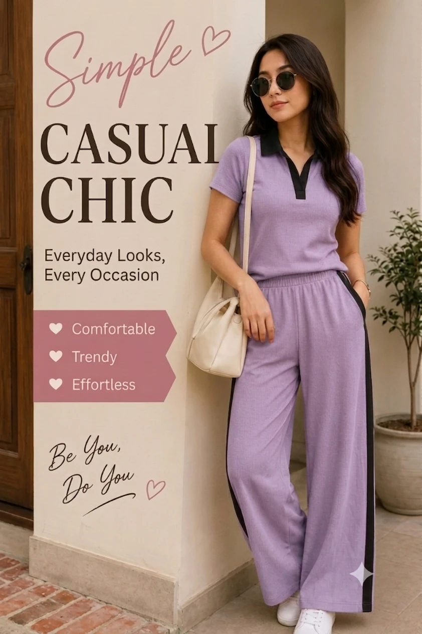 women's Co-Ord Set  Stylish Matching Top And Bottom Outfit For Girls And women
