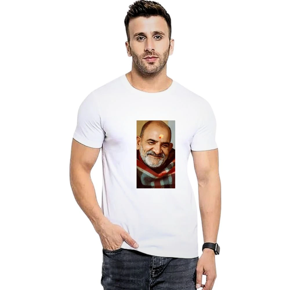 Men's Round Neck Printed T Shirt | Stylish Half Sleeve Polycotton Blend T-Shirt for Men