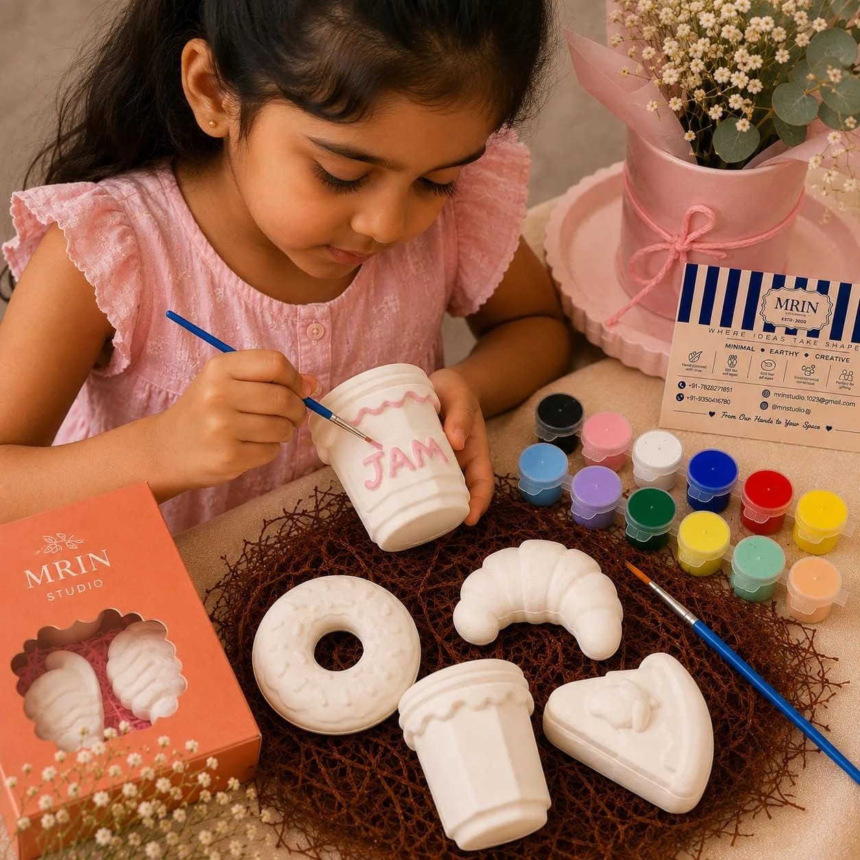 Paint Your Own Plaster Kit • Eatable theme • 5 Figures • Colour • Brush