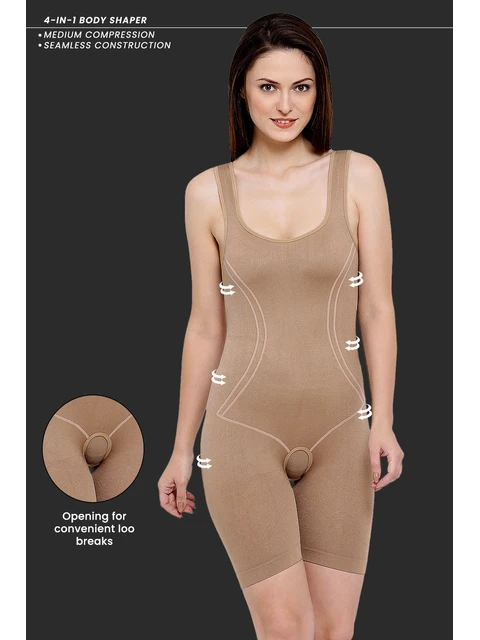 Mid-Thigh High Compression Body Shaper in Nude Colour