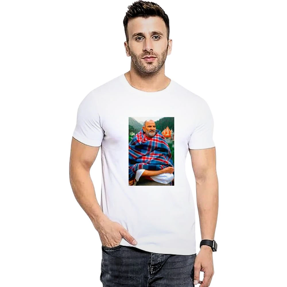 Men's Round Neck Printed T Shirt | Stylish Half Sleeve Polycotton Blend T-Shirt for Men