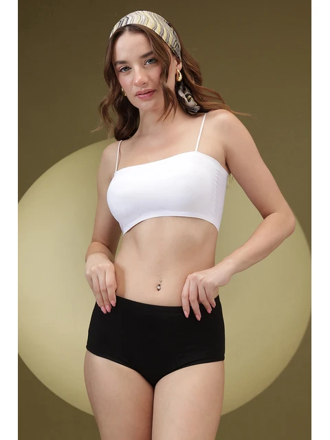 High Waist Hipster Panty in Black with Inner Elastic - Cotton