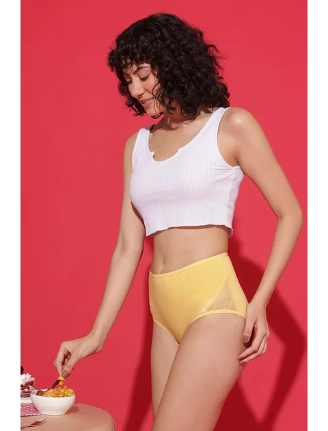 Clovia Women's Cotton High Waist Outer Elastic Hipster Panty