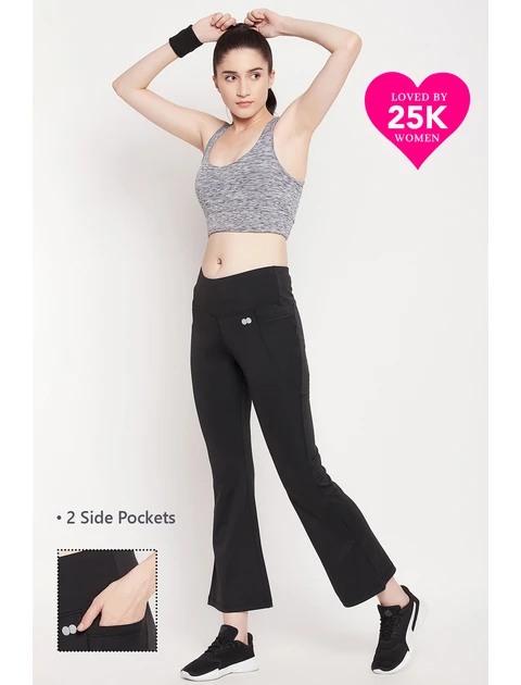 Clovia Flared Yoga Pants with Side Pockets