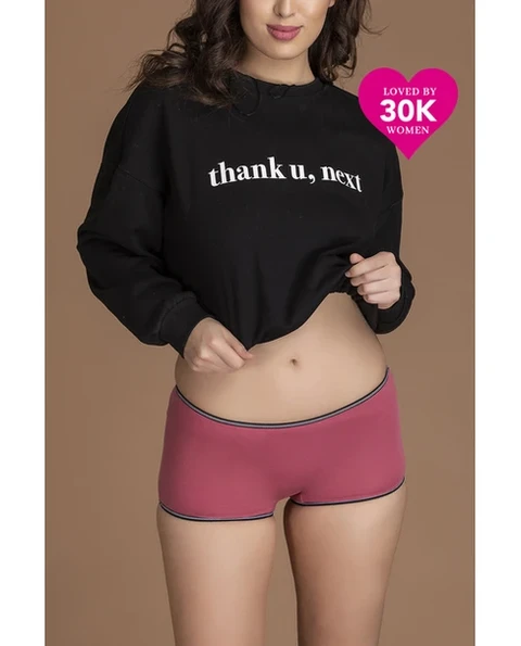 Mid Waist Boyshorts in Pink - Cotton