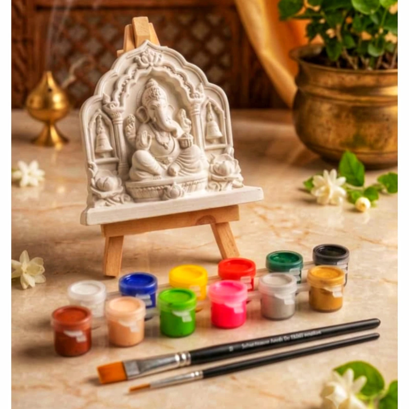 Paint Your Own Plaster Kit • Shree Ganesh ji (Kit) • 1 Figure • Colour • Brush