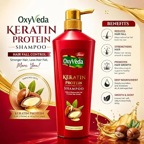 OxyVeda Keratin Protein Shampoo 650 mlHair Fall Control