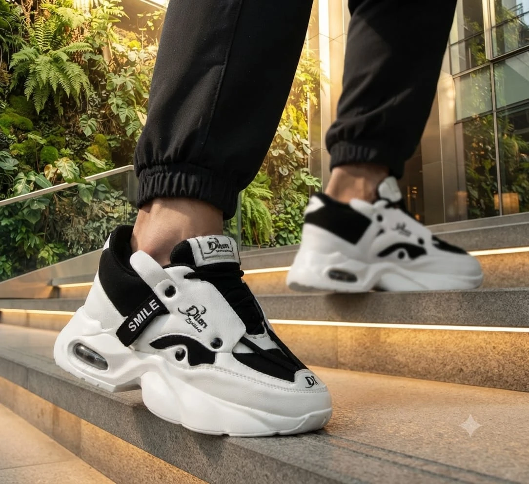 Comfortable Sports Sneakers for Men – White Black