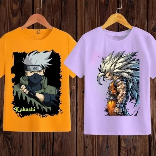 Kids Anime Printed Round Neck Half Sleeve T-Shirt | Stylish Graphic Print Casual Wear for Boys & Girls