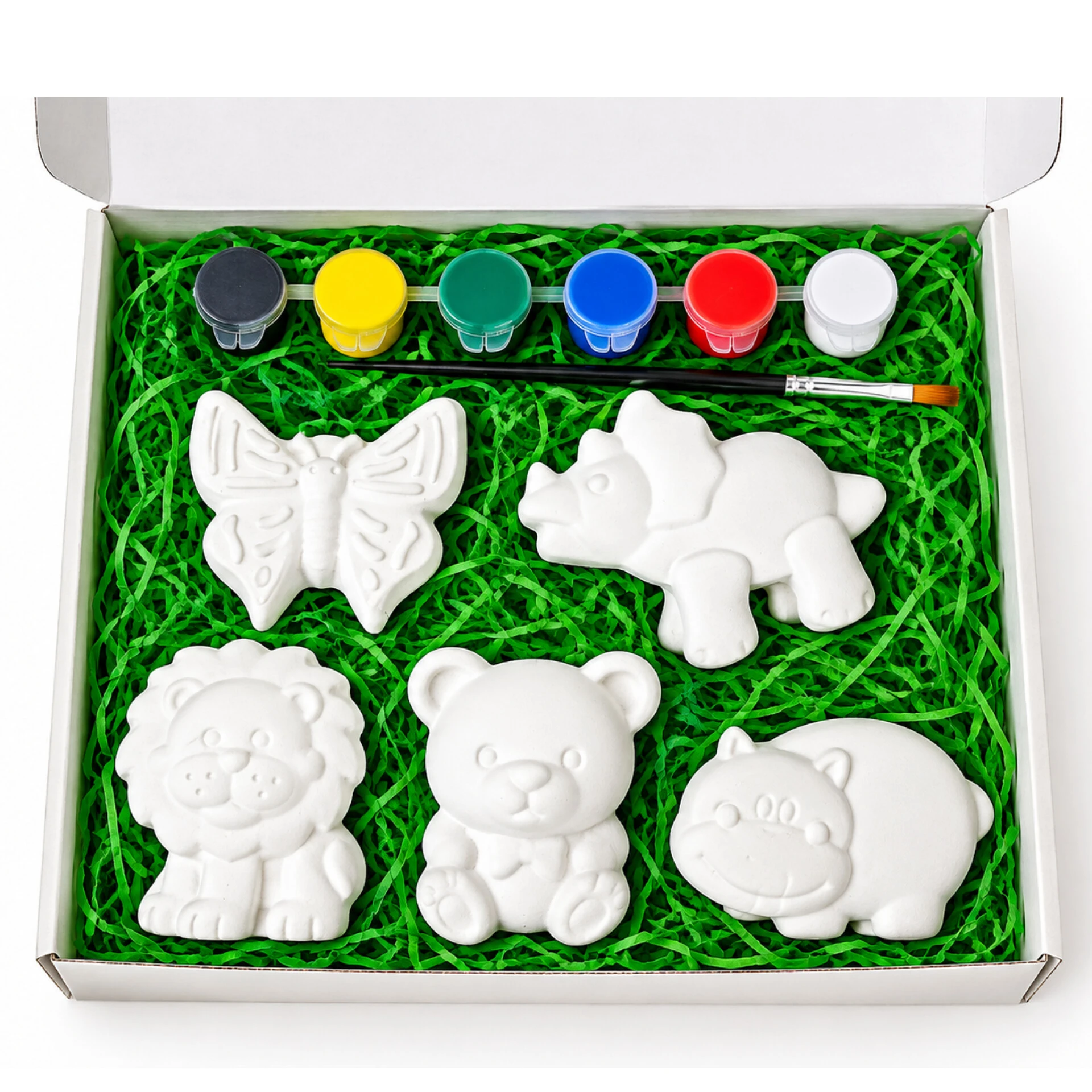 Paint Your Own Plaster Kit • Jungle Safari • 5 Figures • Colour • Brush