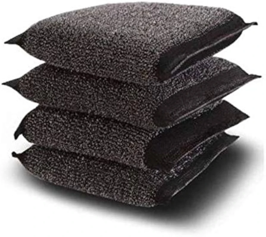 Steel Scrubber Cleaning Pads Pack of 4, Heavy Duty Kitchen Scrub Pads for Utensils, Cookware, Sink and Countertop Cleaning, Multipurpose Black Metal Scrubber