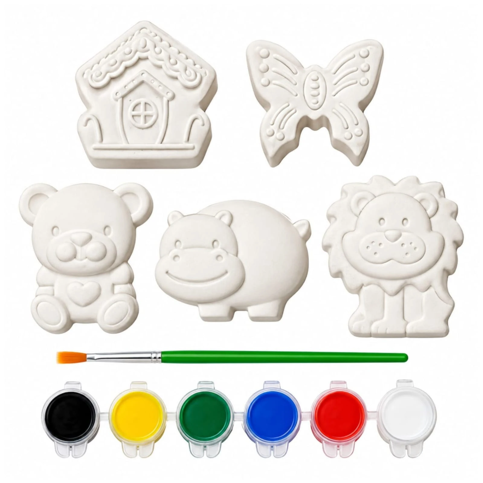 Paint Your Own Plaster Kit • Creature Theme • 5 Figure • Colour • Brush