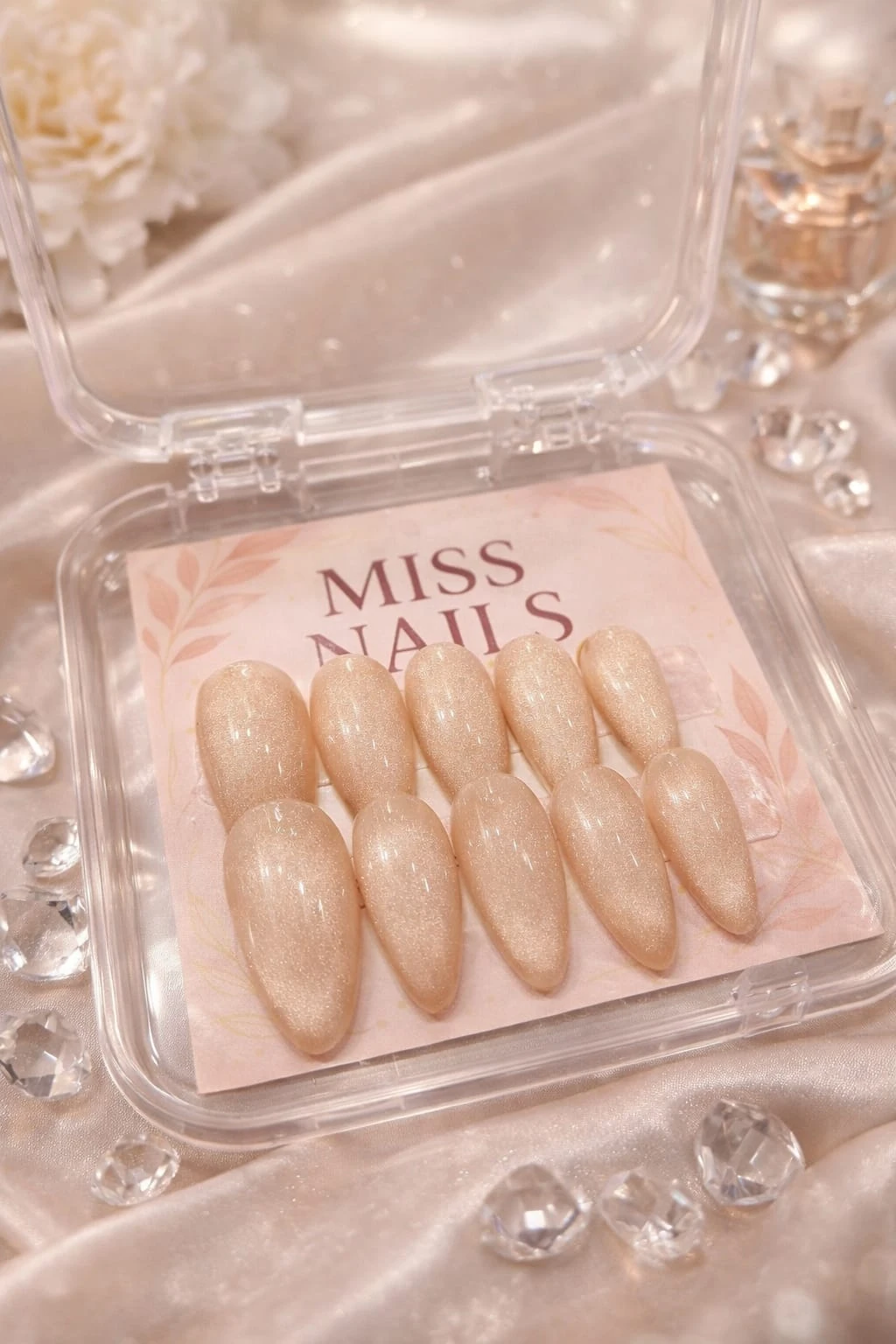 Miss Nails Handmade Brown Cat Eye Press-On Nails | Reusable Artificial False Nails