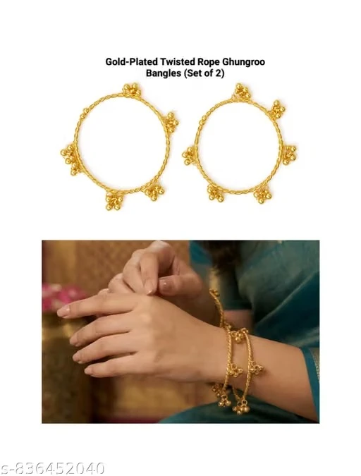 Traditional Gold-Toned Ghungroo Bangles (Pair of 2)