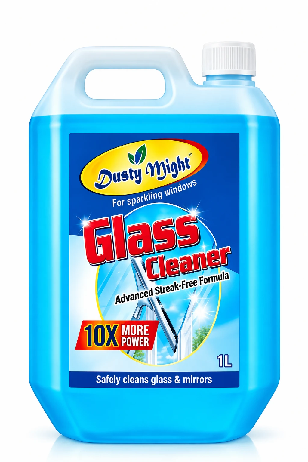 Dusty Might Glass & Mirror Cleaning Liquid | Multi-Surface Cleaner with Shine Boosters | 1 Litre