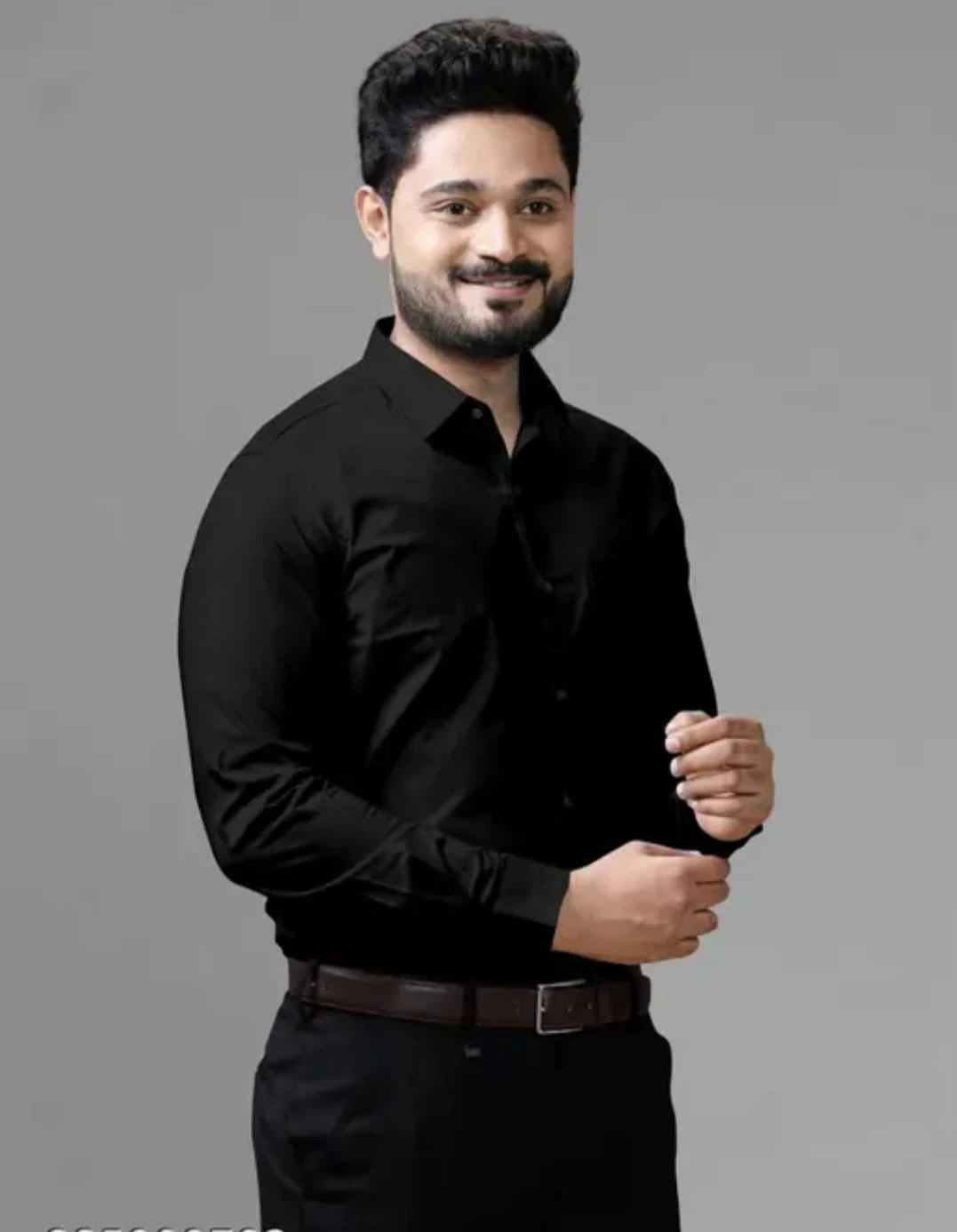 Men's Solid Black Full Sleeve Formal Shirt for Men