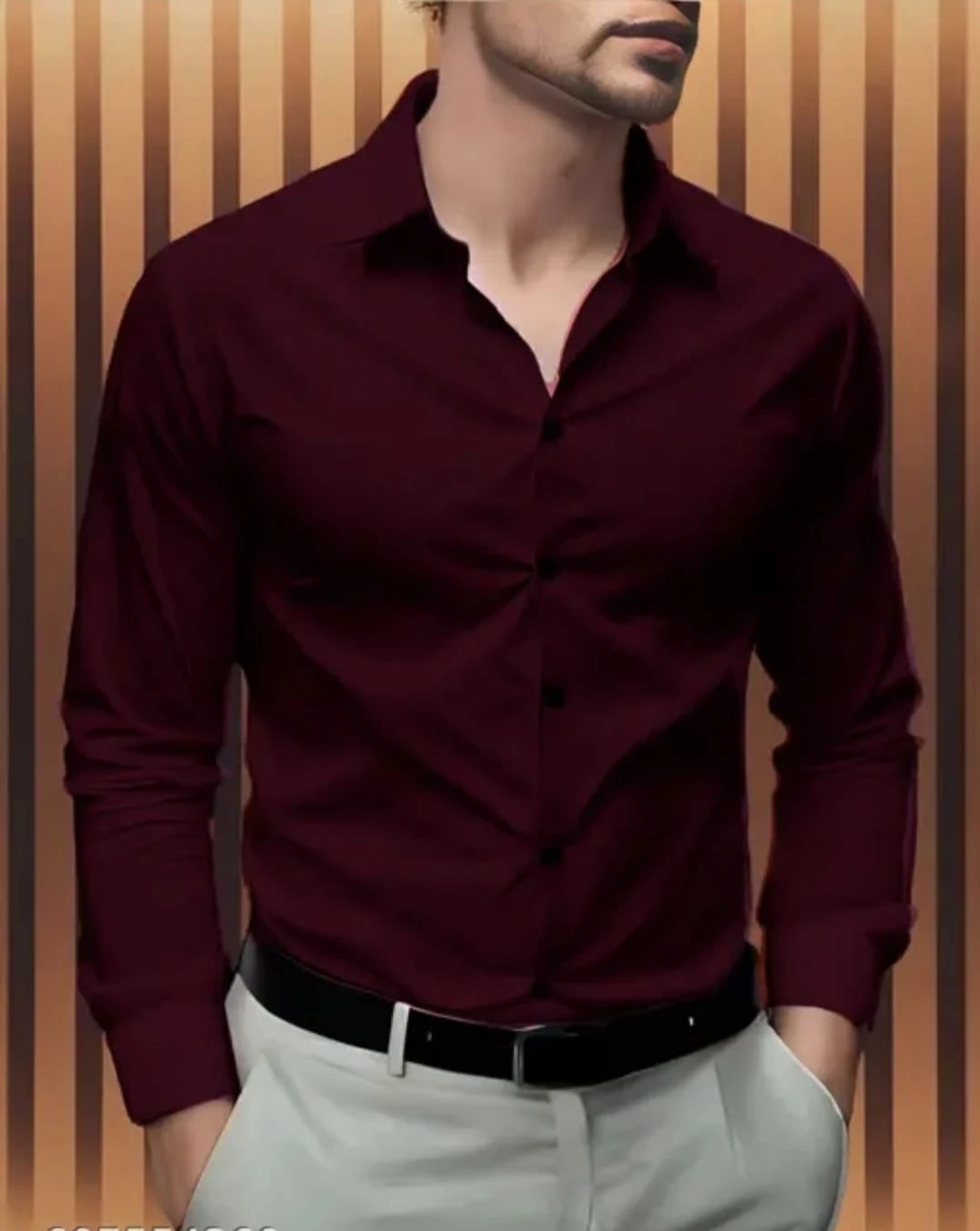 Men's Solid Maroon Full Sleeve Casual Shirt