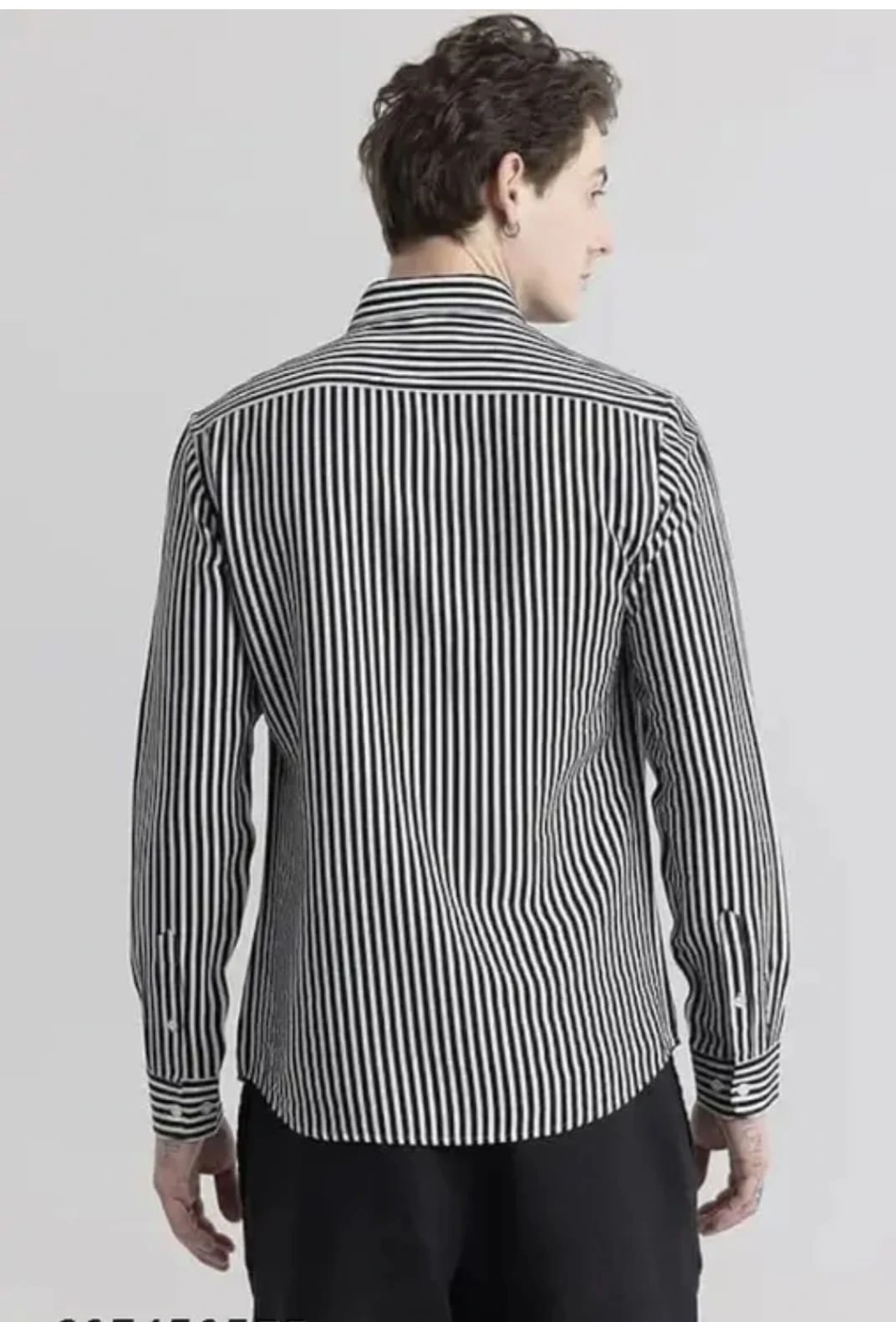 Men's Black & White Vertical Striped Full Sleeve Casual Shirt