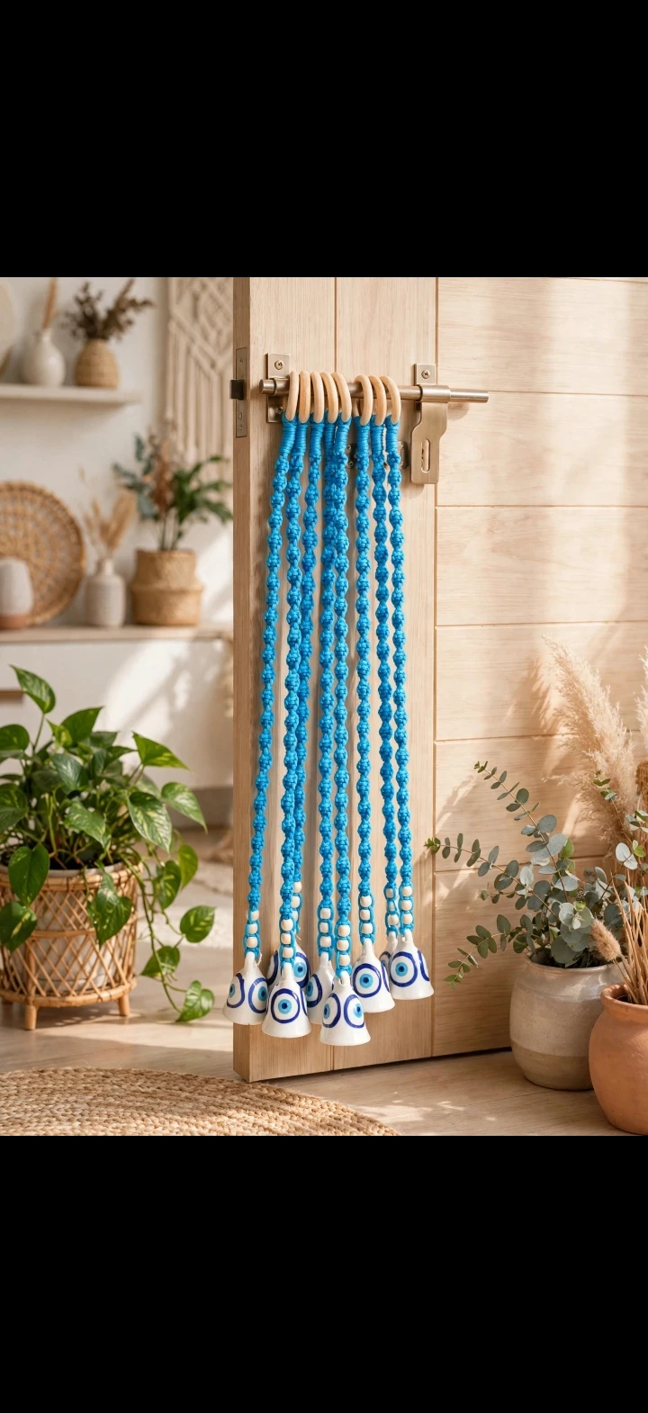Multicolor Beaded Hanging Bell Set – Traditional Boho Balcony & Home Decor 5 pc