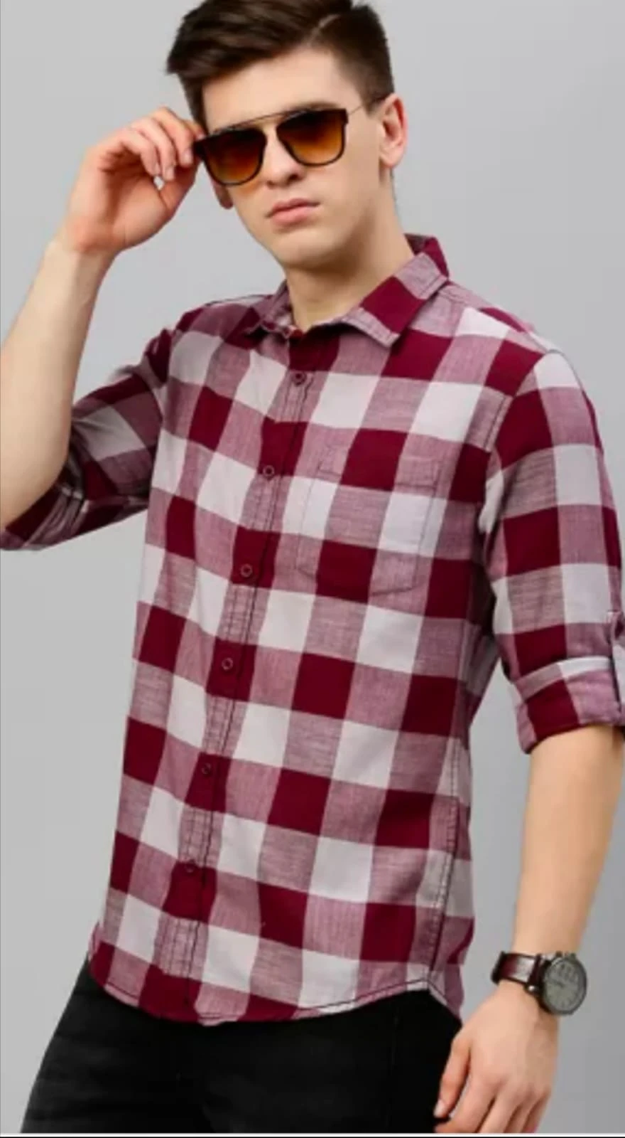 Men's Red & White Checkered Full Sleeve Casual Shirt