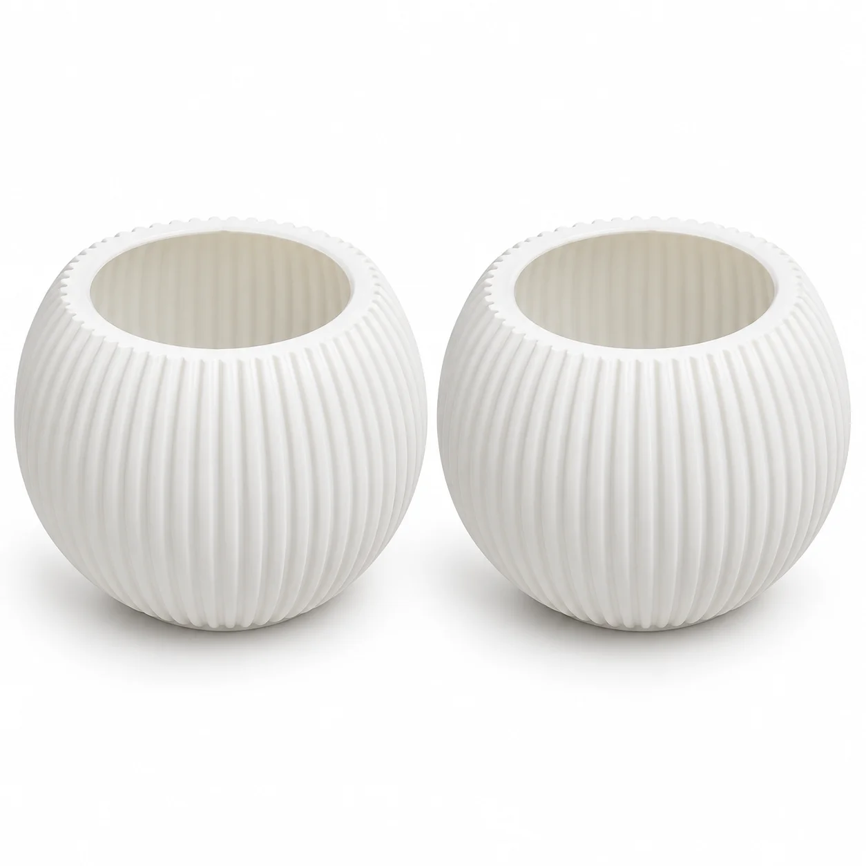 White Melan Plastic Planters for Indoor & Balcony Plants, 7-Inch Top Diameter, Round Decorative Pots, Set of 2, Uses for Office,Garden,Balcony,Home,Dinning