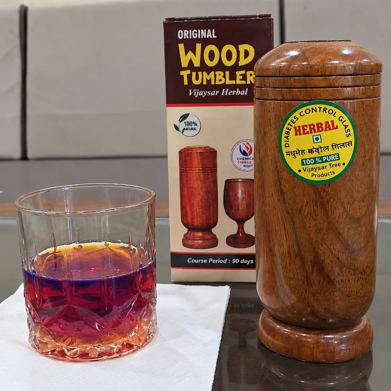 Master Arts Original Vijaysar Glass | Wooden Diabetes Glass | Sugar Control Glass | Blood Sugar Management Tumbler | Ayurvedic Vijaysar Wood Glass for Diabetes - 1 Pc