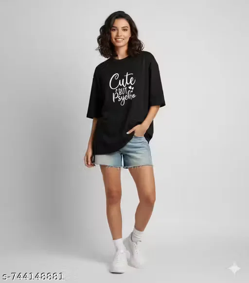 Black Oversized Graphic T Shirt for Women Casual wear