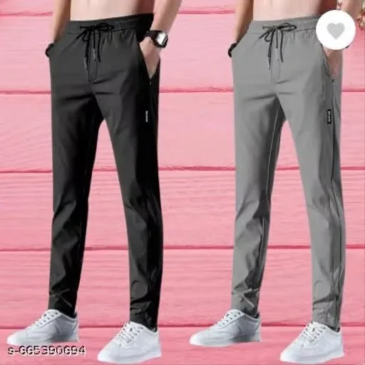 Pack of 2 Men Solid Black, Grey Track Pants | Men’s Track Pants Combo – Solid Black & Grey Joggers (Pack of 2) | Combo of 2 Men’s Solid Track Pants – Black and Grey Activewear | Men’s Sports Track Pants – Solid Black & Grey Joggers (Set of 2)