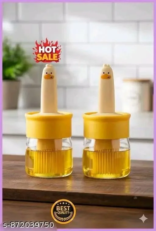 Cute Duck Oil Dispenser Bottle | Kitchen Oil Sprayer with Brush | Leakproof Oil Container | Cooking Oil Bottle for Kitchen Accessories Pack OF 2