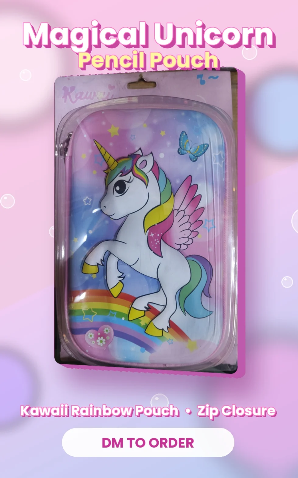 JUMBO PENCIL POUCH UNICORN ART CANVAS PENCIL BOX (SET OF 1 GEOMETRY -PINK)