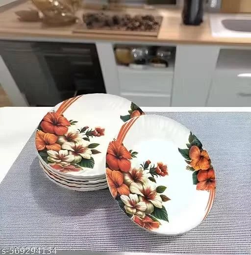 Serve Snacks in Style with our Inpro Melamine Round Serving Half Plates Set of 6- Perfect Addition to Your Kitchen Utensils Collection! (Size: 8 Inch/20 cm)