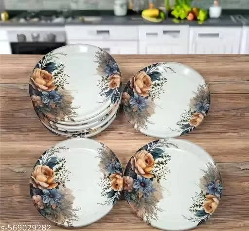 Upgrade Your Dining with Our Inpro Set of 12 Melamine Round Serving Snacks Plates Perfect for Kitchen and Dining - Ideal for Snacks and Meals! (Size: 18 Cm/ 7 Inch)