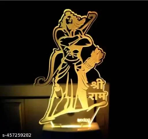 RAM 3D Optical Illusion Acrylic Night Lamp, 7 Colors RGB Auto Gradual Changing LED Plug and Play Night Light, Office Light, Best for Gift, Multicolour
