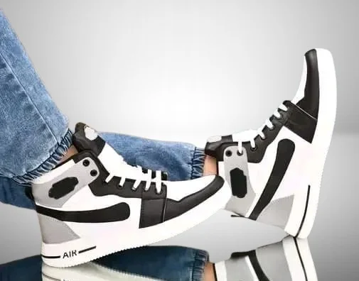 Dxumello Men's High-Top Casual Sneakers – Lace-Up Ankle Sports Shoes