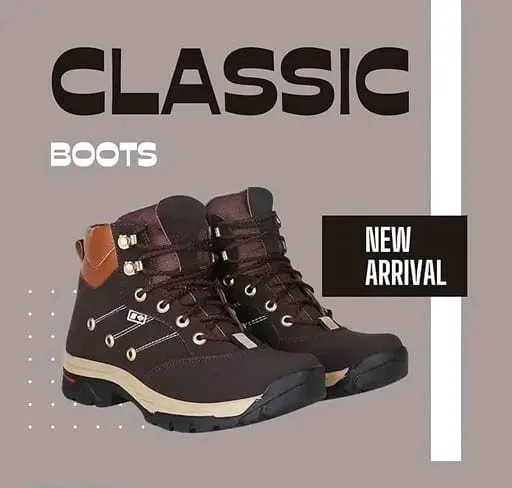 Dxumello Men's Brown Army Boots – High-Top Lace-Up Outdoor & Casual Shoes