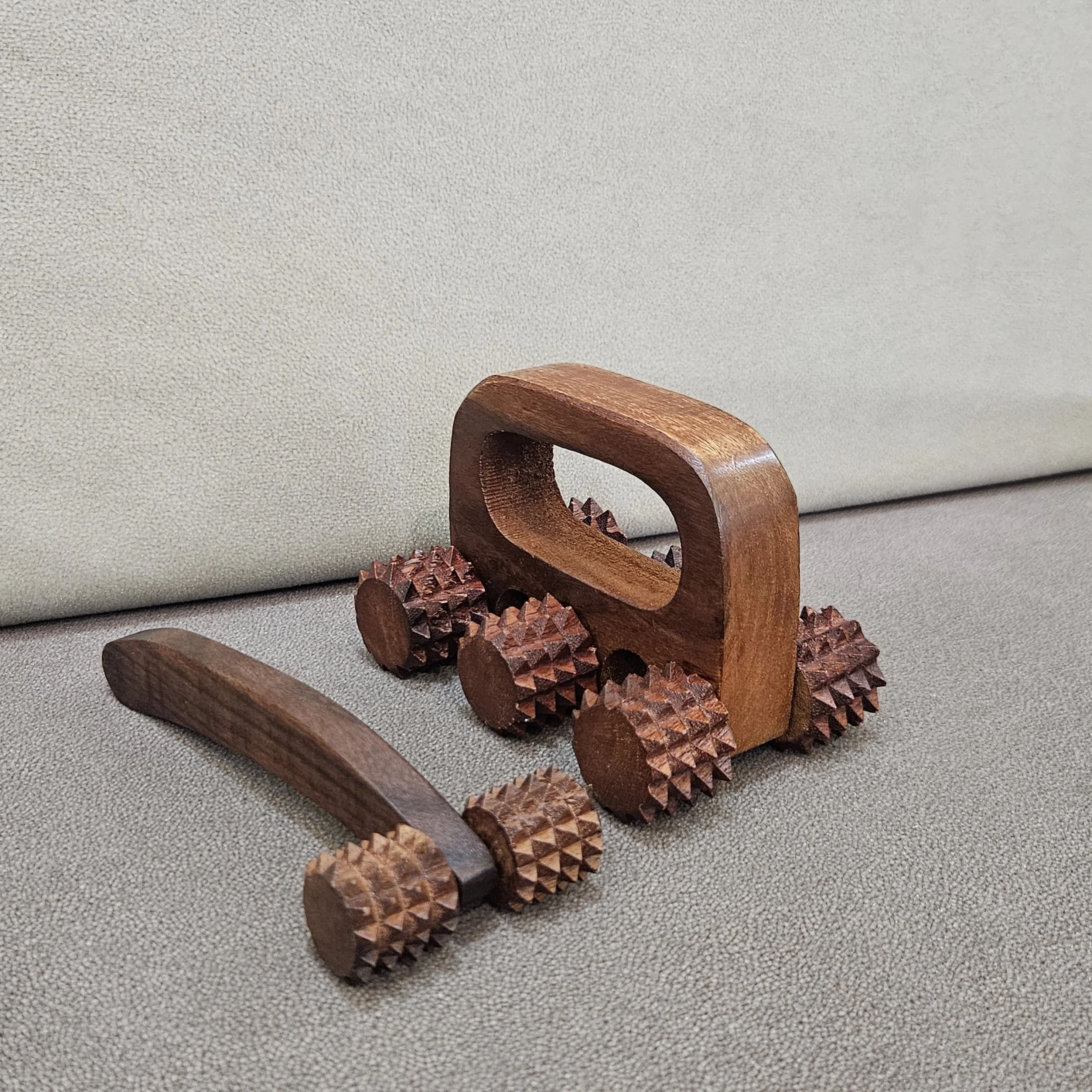 Master Arts Rosewood Acupressure Massager Combo | 6-Roller Body Massager + 2-Roller Neck & Cervical Massager for Pain Relief