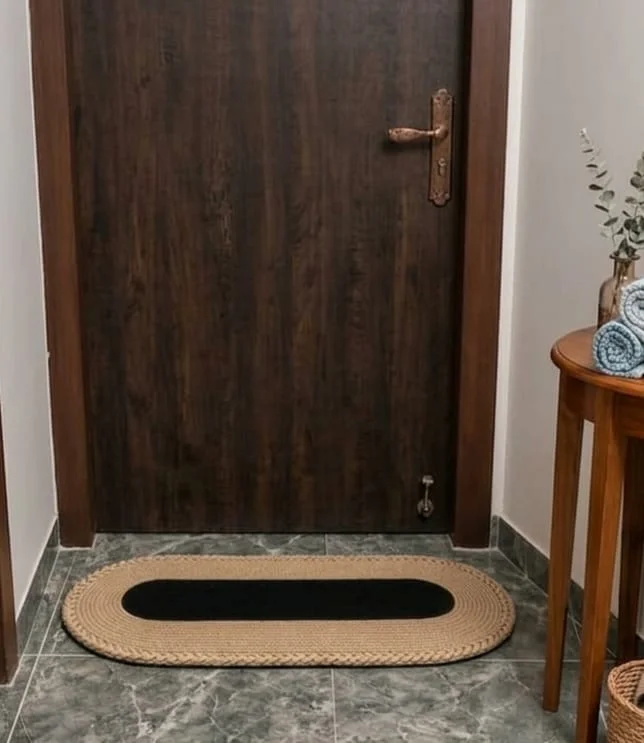 Cotton Oval Doormat 12 x 36 Inch – Braided Floor Mat for Home